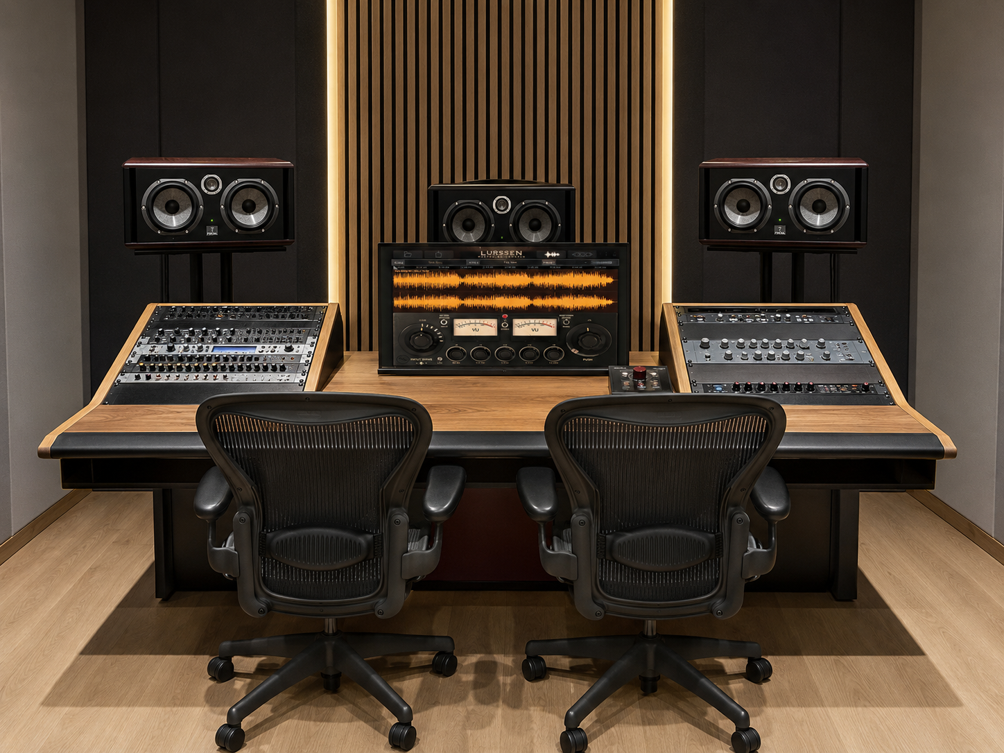 The Edible Mastering control room: console, monitors and listening position